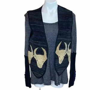 Western handmade leather Bull skull Oversized Yellowstone  AJ vest